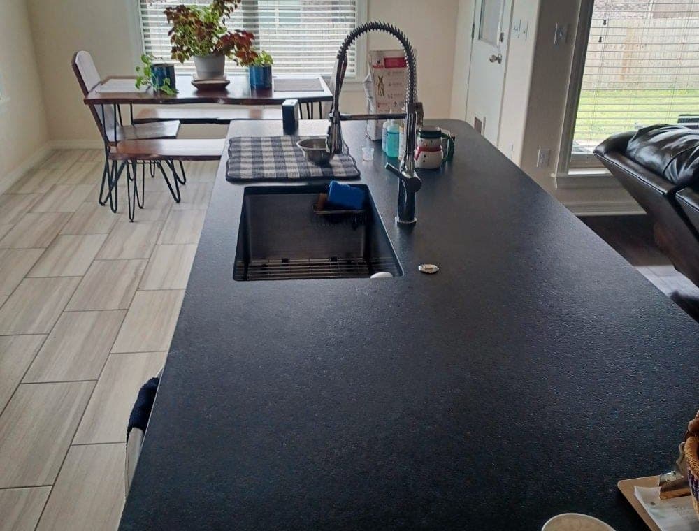 Kitchen island, after Ladybug cleaned it